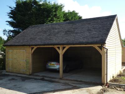 Pic 78. 6.0m x 6.0m 2 bay Carriage House with 3.0m x 6.0m attached Garage plain tile roof